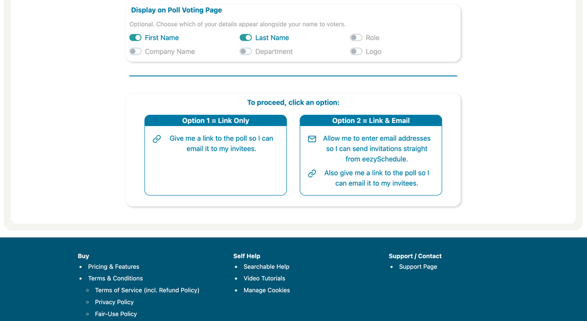 Choosing between Link Only and Link and Email when publishing a poll